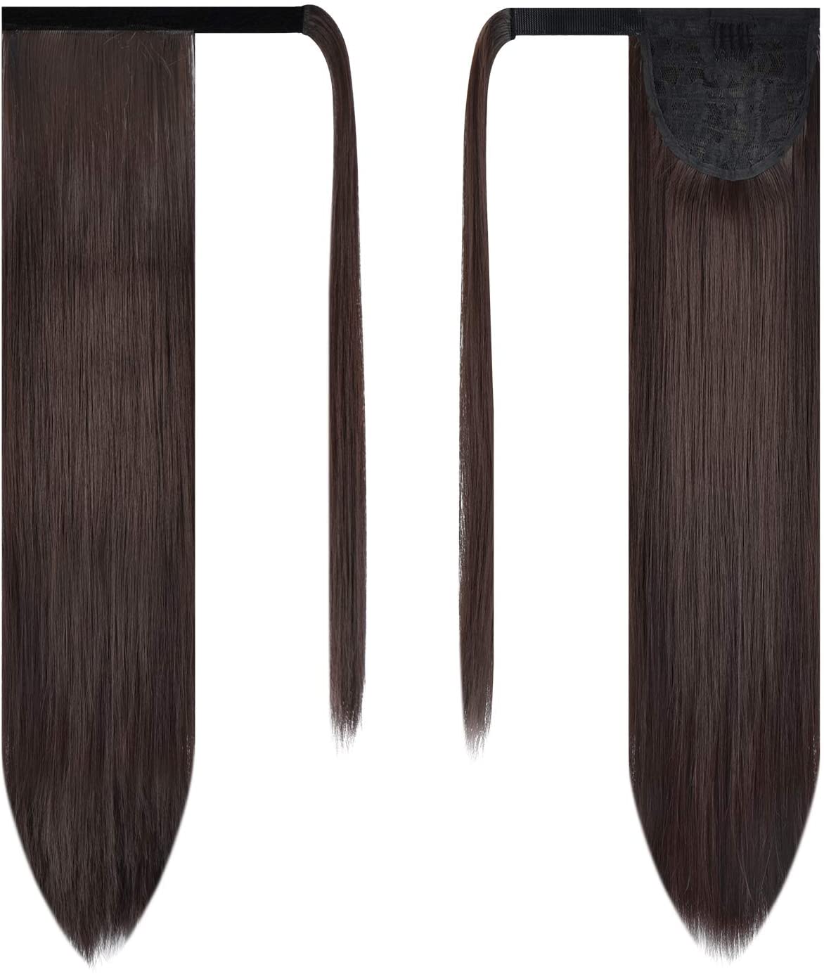 BARSDAR Ponytail Extension 26" Long Straight Wrap Around Hair Piece for Women Synthetic Hair for Daily Use (4# Dark Brown)